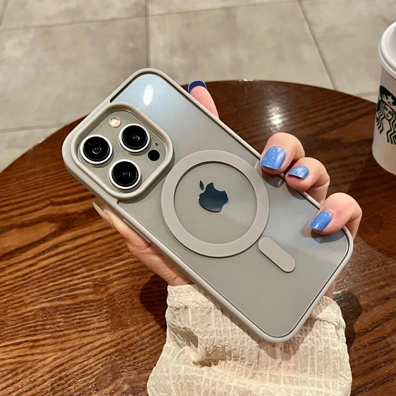Luxury Wireless Charge For Magsafe Transparent Case For iPhone 16 15 14 13 11 12 Pro Max Plus Mini Magnetic Bumper Cases Cover
