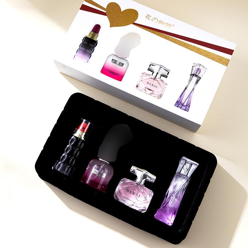 New women s perfume gift box four-piece set, fresh and long-lasting light fragrance