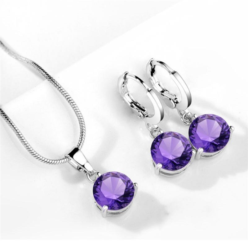 Chic Melody Pendant Necklace & Earrings Set - Glittering Zircon Crystal Jewelry for Women
