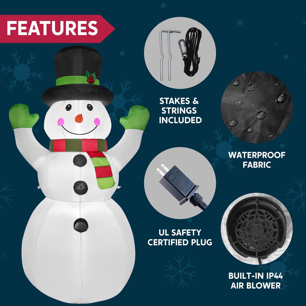 Syncfun 6 FT Christmas Inflatables Snowman Outdoor Decorations Christmas with Built-in LEDs for Holiday Party Garden Lawn Decor