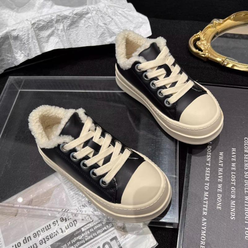 Thick-soled Big-headed Shoes Women's New Winter Sports Shoes Fashionable Warm and Heightening Casual Board Shoes