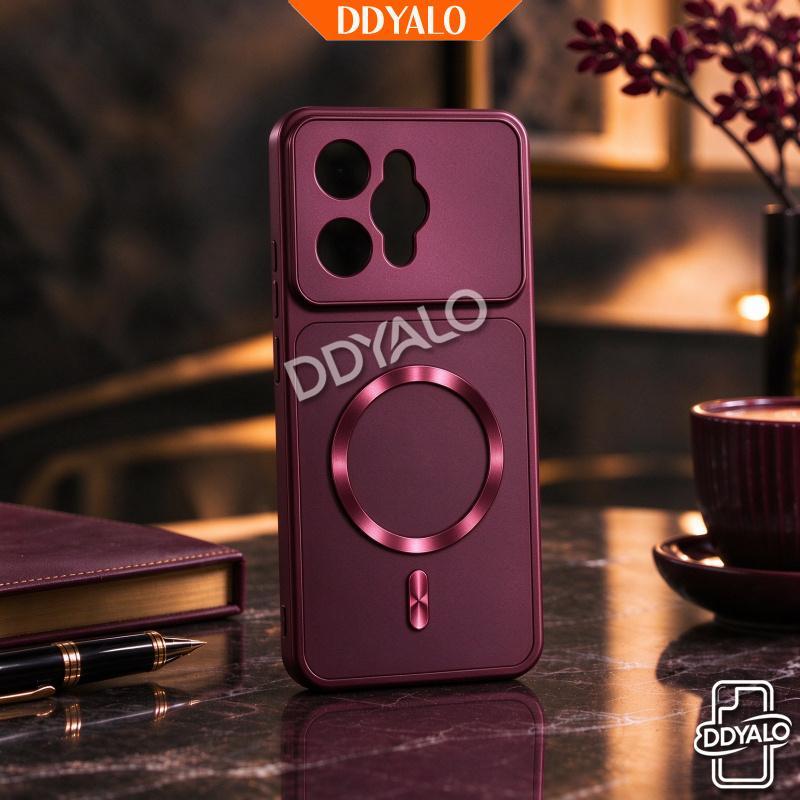 Burgundy Color Magnetic Phone Case for Realme 16 15 15T 14 13 12 11 Pro Plus C85 C83 C100 C100i  Large Window Shockproof Raised case