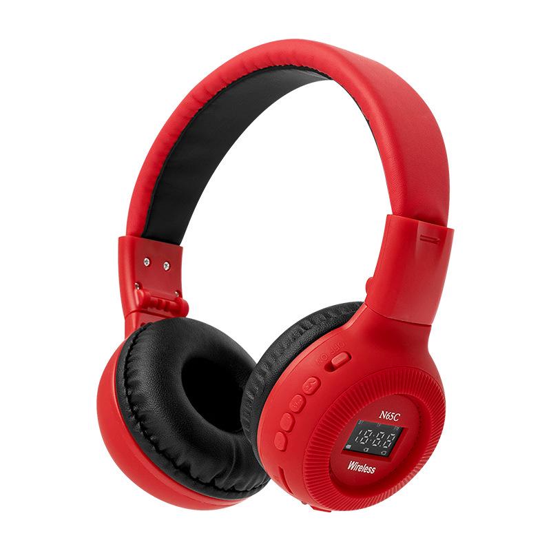 

Stereo N65C Bluetooth 5.0 Wireless Headphones with Card Slot & FM Radio for Sports червоний