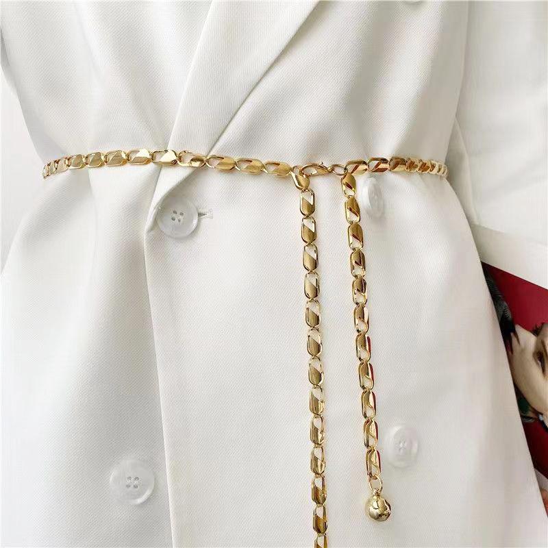 Metal Ball Pendant Waist Chains for Women Long Thin Adjustable Chain Belt Ins Korean Chic Dress Pants Decorative Waistband Strap