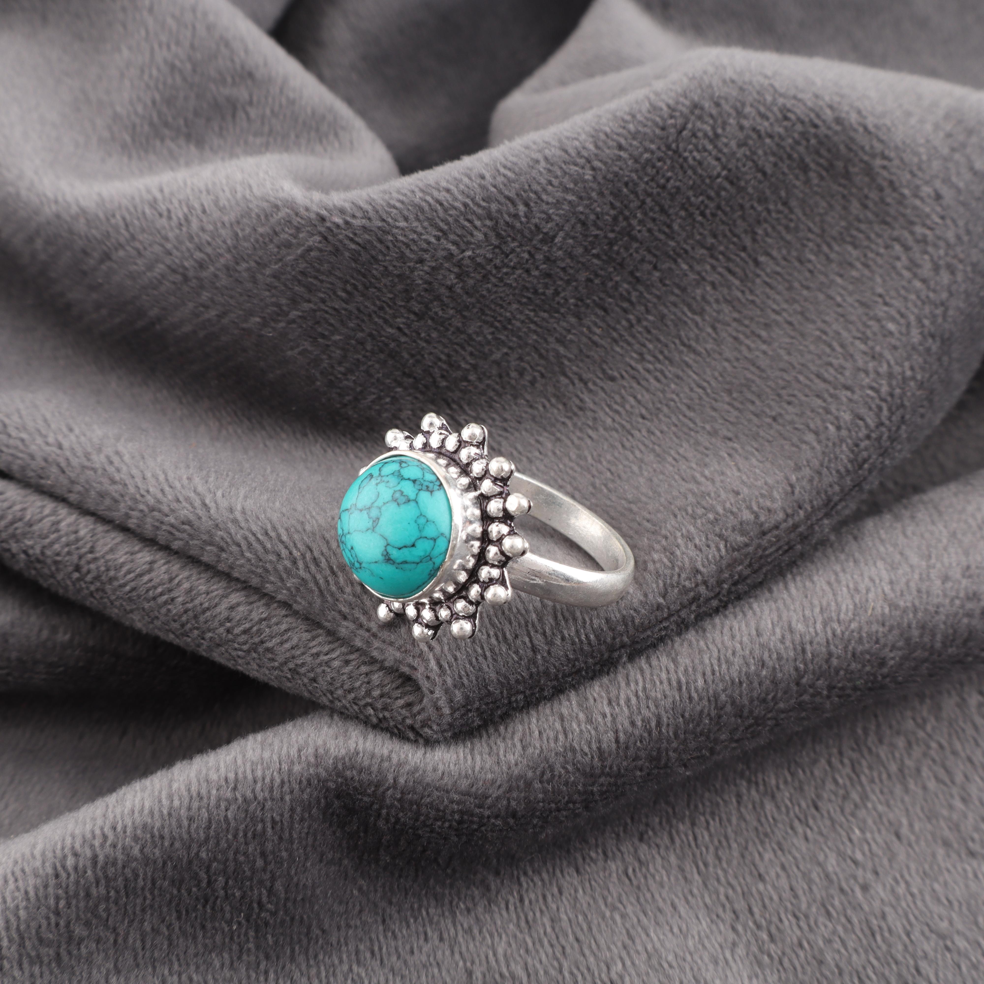 

Ювелирные изделия из магнезита и бирюзы, кольцо из стерлингового серебра 925 пробы, серебряное кольцо ручной работы для свадебного подарка 10 синий