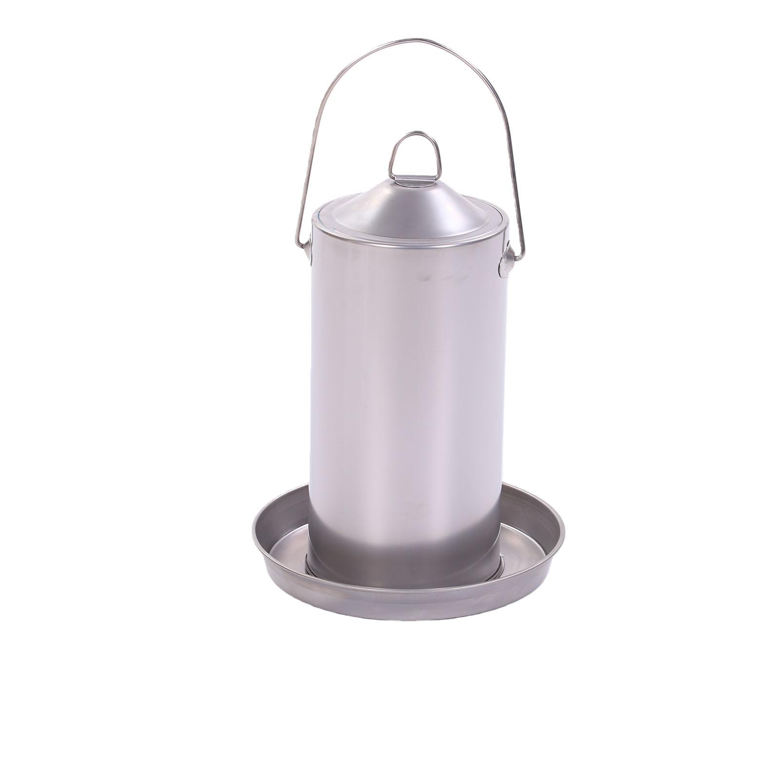 Poultry Drinker Stainless Steel Double Layer 4L Capacity Top Filling Automatic Chicken Water Dispenser