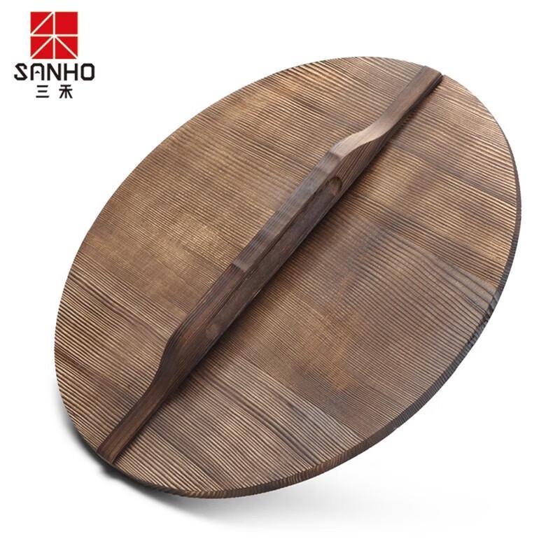Sanhe 30cm Rust-Resistant Iron Wok with Solid Wood Lid