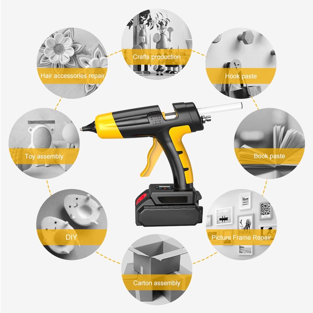 1180W 21V Rechargeable Hot Melt Cordless Glue Gun Temperature Display Adjustable Home Repair Tool For 18V Battery