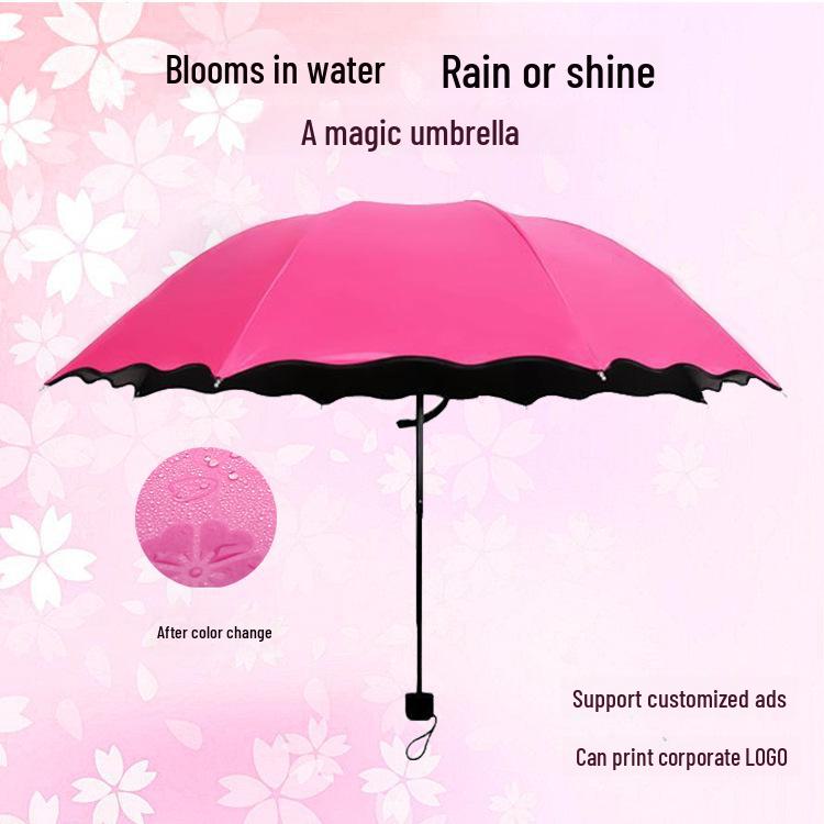 Water-Bloom Parasol: Manual Folding Umbrella for Sun and Rain, Dual-Use, Three-Fold Design, Perfect Gift