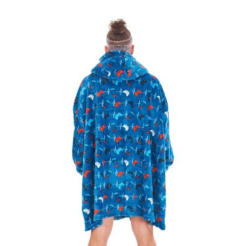 Keanu Mens Game Over Game Controller Fleece Oversized Blanket Hoodie