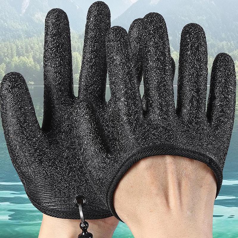 Fishing Gloves Waterproof Anti Slip Puncture Resistant Quick Wear with Carabiner for Ice Fishing Boating Outdoor Sports