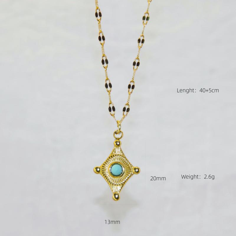 Elegant Titanium Steel Necklace with Non-Fading Natural Stone and Unique Design