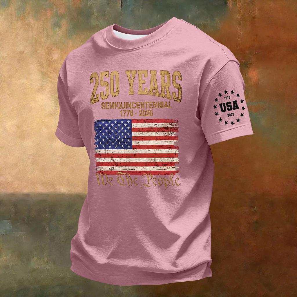 Men's Short Sleeve Crew Neck T-Shirt 250th Anniversary Independence Day Print Casual Comfortable Fit Summer Wear
