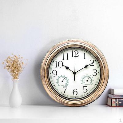 Wanduhr mit Temperatur und Luftfeuchtigkeit, Hängeuhren, Zuhause, Schlafzimmer, Dekor, Messing