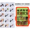 30/32PCS with Flat Box Fishing Flies Assortment Lightweight Fly Fishing Bait Kit  For Trout