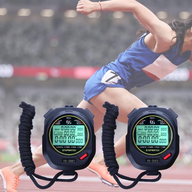 Stoper Sportowy Timer Okrążenie Podział Cyfrowy Stoper z Zegarem Kalendarzem Alarmem, Wstrząsoodporny Stoper do Treningów Sportowych
