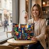 Colorful Geometric Pattern Tote Bag Casual Large Capacity Shoulder Handbag for Daily Use