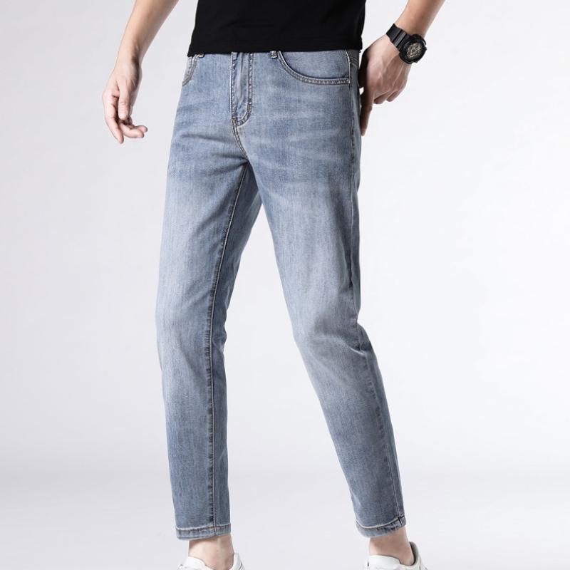Spring and Summer Slim Feet Nine-point Jeans Men's Stretch Casual 9-point Trousers