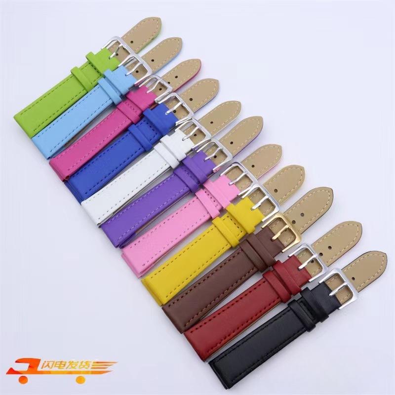 10mm/12mm/14mm/16mm/18mm/20mm/22mm/24mm Men Women PU Leather Solid Watch Band Belt Strap Watchband