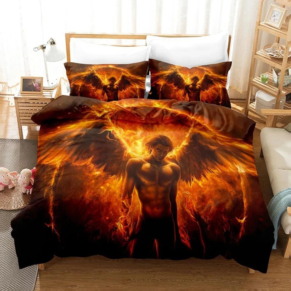 Angel Bedding Set Single Twin Full Queen King Size Fallen Angel Bed Set Aldult Boys Bedroom Duvetcover Sets 3D Print 005