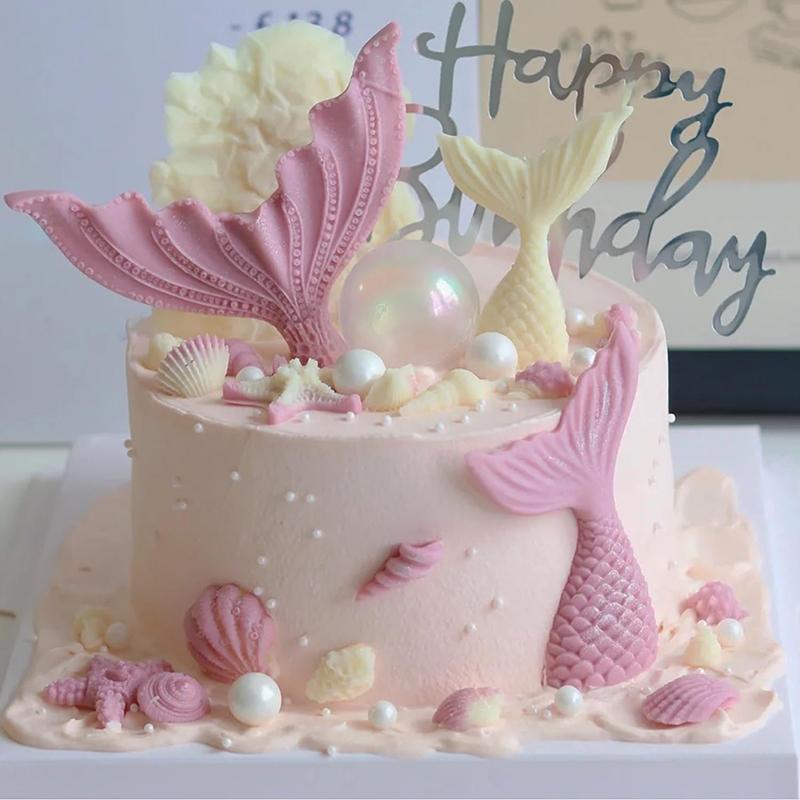 Mermaid Tail Cake Pan Under The Sea Silicone Mold For Baby Shower Birthday Party Chocolate Candy Cupcake Topper Decoration Tools