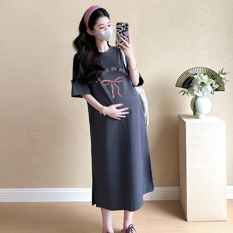 Fashion T-shirt Dress Women's 2026 New Ins Lazy Wind Loose Large Size Lazy Dress Summer Split Over the Knee