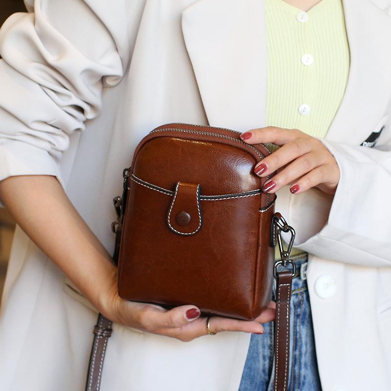 Torba na telefon komórkowy z prawdziwej skóry Mini Mała torba Torba damska Jesień i Zima Nowa Torba na ramię Crossbody Mini Mała torba