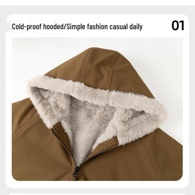 Jeanswest Men's Hooded Fleece-Lined Outdoor Padded Jacket