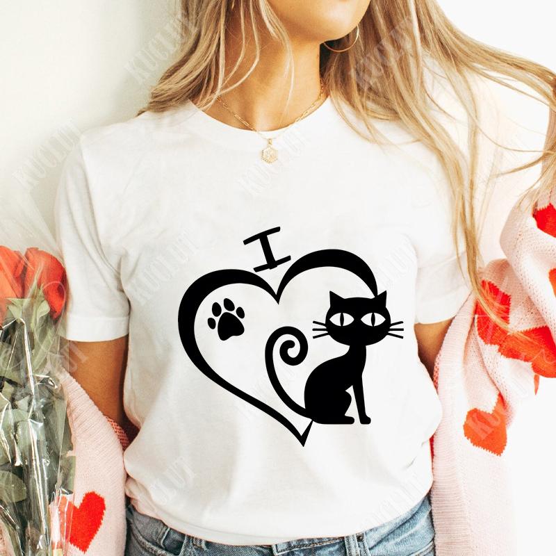 Funny Heart  Dog Paw Print Women Tshirts Fashion Summer Ladies Tshirts Short Sleeves Clothes Love Heart Fashion Casual Shirts