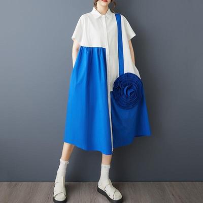 Kort mouw Plus size Katoen vintage bloemen nieuw binnen jurken voor vrouwen casual losse lange zomer overhemdjurk