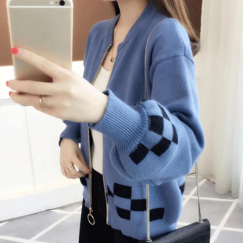 Women's Autumn Vintage Short Knit Cardigan Winter Casual Loose O-neck Long Sleeve Sweaters Lady Design Elegant Tops