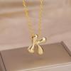 Charming Chubby Brass Polished 26-Letter Silver Pendant Necklace for Women