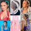 LUPU 60CM Synthetic Hair Extension Big Braid Braid Long Gradient Pink pPurple Blonde Party Wig Hair Extension Braid