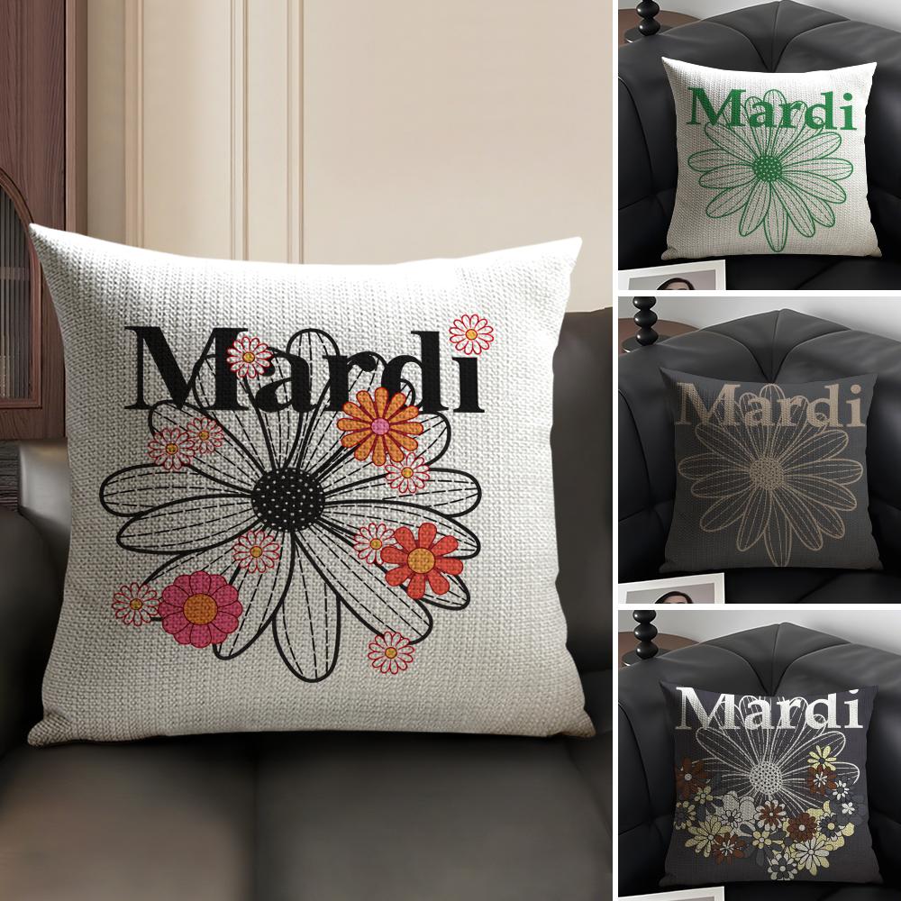 M-Mardi Brand Cushion Cover Natural Linen Organic Fabric Double-Sided Printing Sofa Home Decor Gift Pillow Case