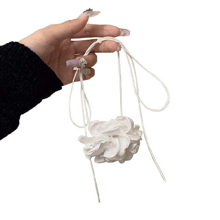 

Simple Flower Neckband Clavicle Chain Chokers Party Gift Fabric Flower Necklaces 1 белый