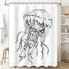 Unique Jellyfish Shower Curtain with Boho Style for Bathroom Decor White Black Floral Print Bathtub Decoration in Home Garden Ac