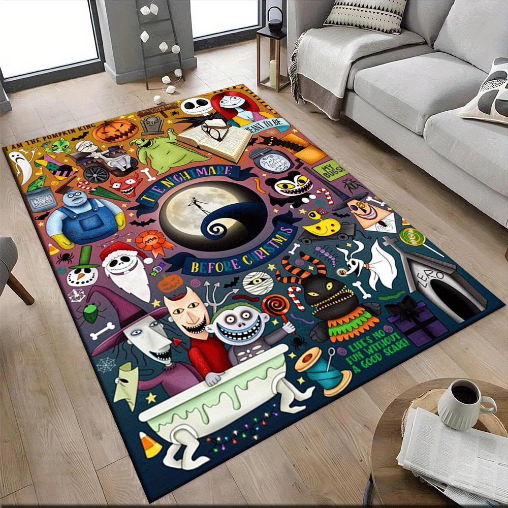 1pc The Nightmare Before Christmas Carpet Area Rug, Bedroom, and Playroom Durable, Stain-Resistant, and Easy To Clean, Living Room