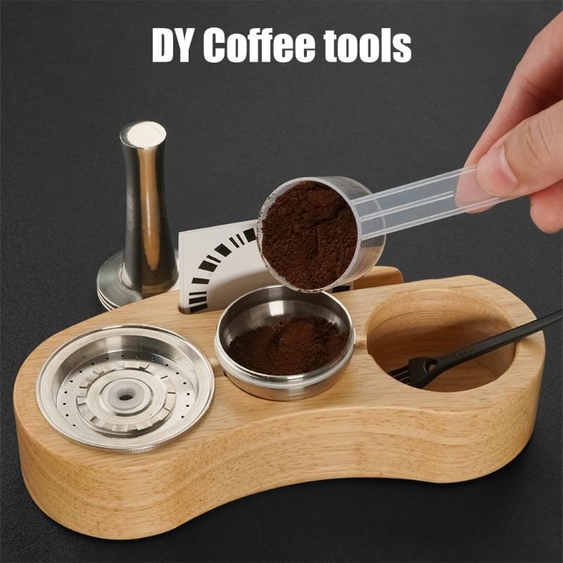 Coffee Pods Holder Coffee Powder Tamper and Refill Base Stainless Steel Texture Suitable for Compact Storage Solution