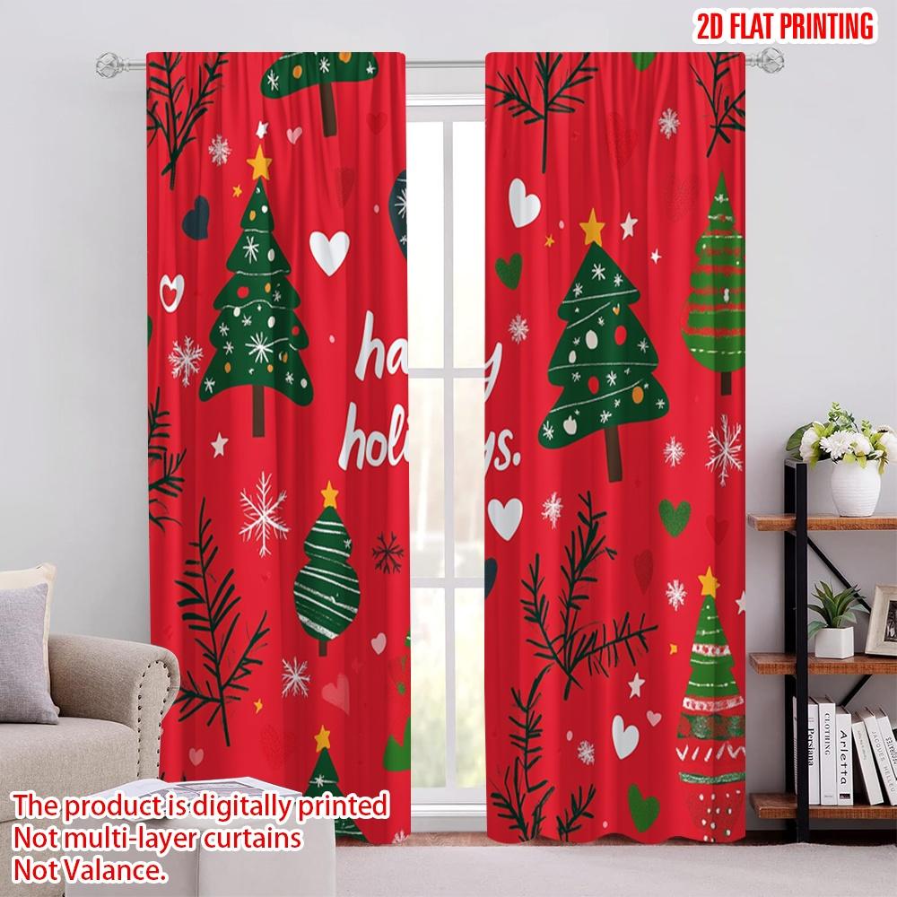 

2pcs,2D plane printing Print Curtains Christmas Tree Merry Holidays Versatile 100% Polyester (without rod) Versatile All Use for 52.50 × 116.00 cm 2 pcs