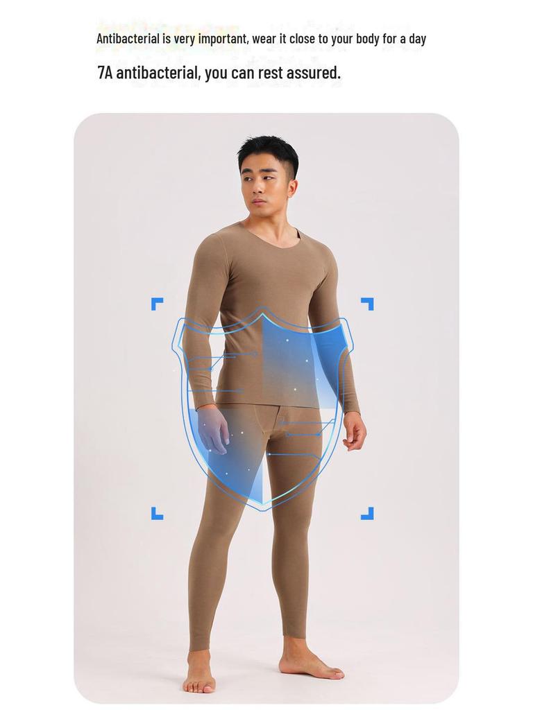 Herren Deutscher Samt Thermo Unterwäsche Set - Nahtlos, Antibakteriell, Übergröße für Herbst/Winter