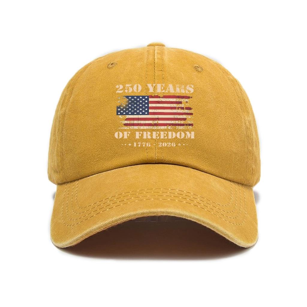 1pc US 250th Anniversary Cap Washed Print Cap,Unisex Adjustable Retro Patriotic Cap US 250th Anniversary Tribute Trucker Hat