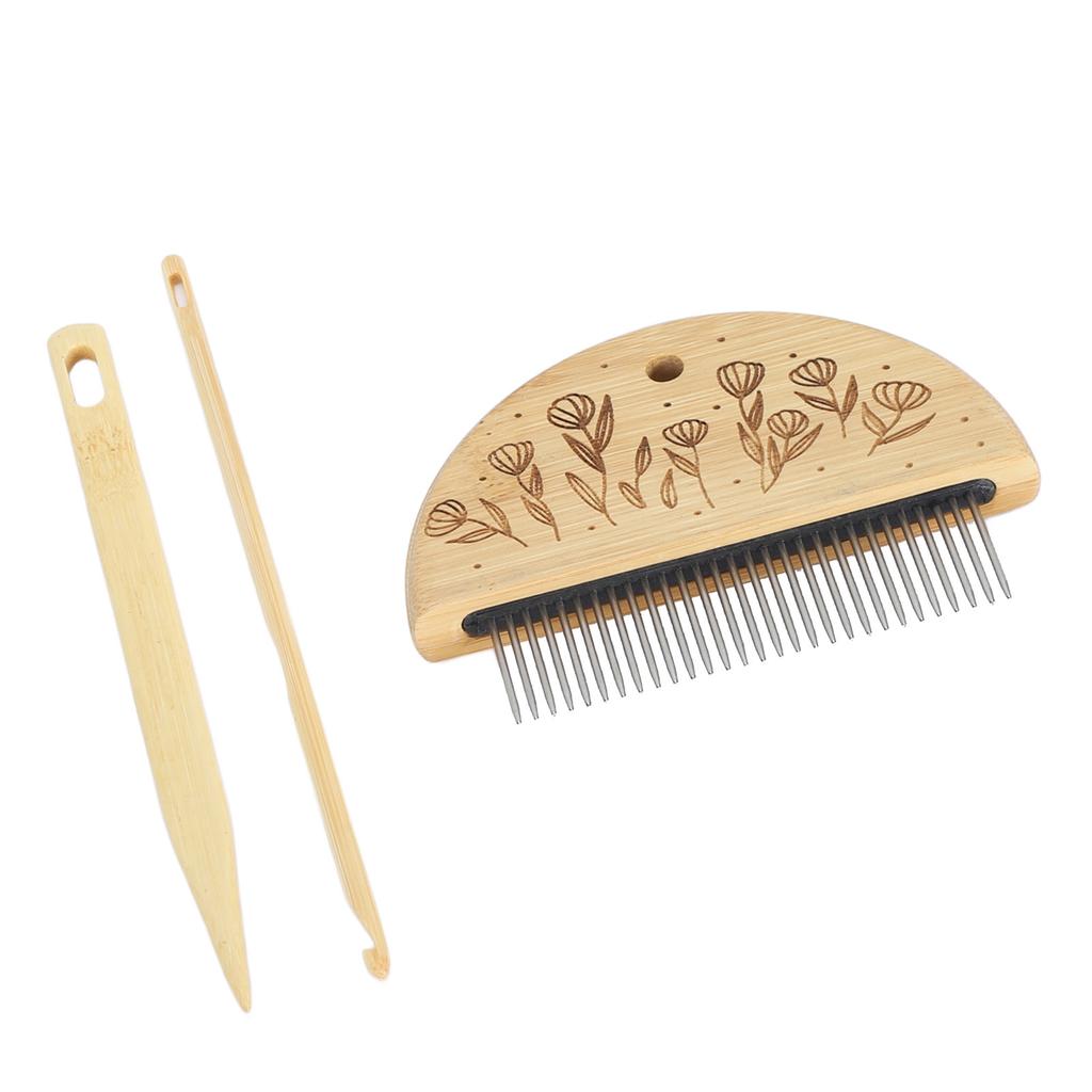 Weaving Loom Comb Professional Wooden Loom Comb Big Eye Needle 4mm Crochet Needle Set for Making