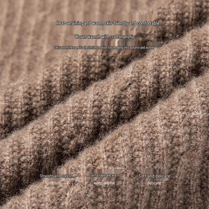 Pierre Cardin Men's Thickened Pure Wool Crew Neck Knit Sweater