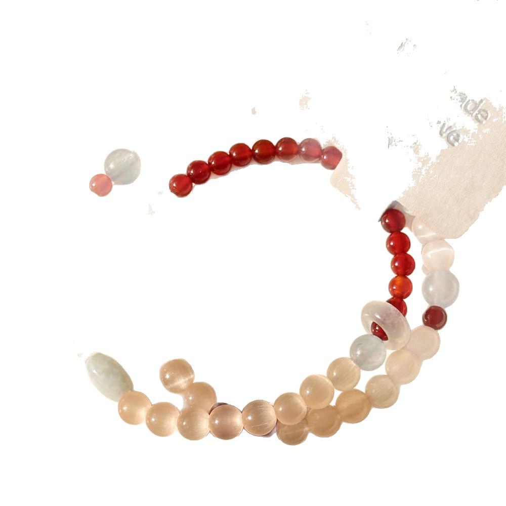 Chinese Style Cat's Eye Beaded Bracelet – Imitation Red Agate, Retro National Design, New Year Elegance