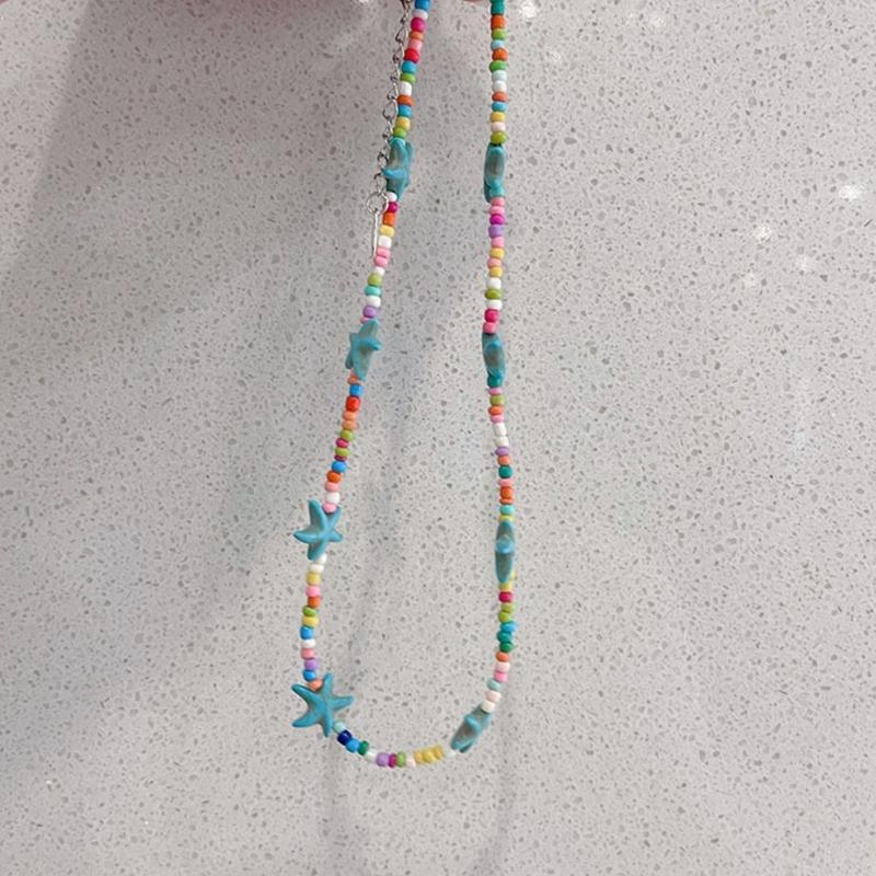 Starfish Charm Choker Chain Beaded Necklace for Women Stylish Neck Jewelry Gift