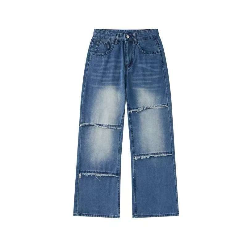 

Джинсы JYL Унисекс Bootcut Американский Cleanfit С фактурой Вареный High-Street Свободного кроя Деним XL бездна