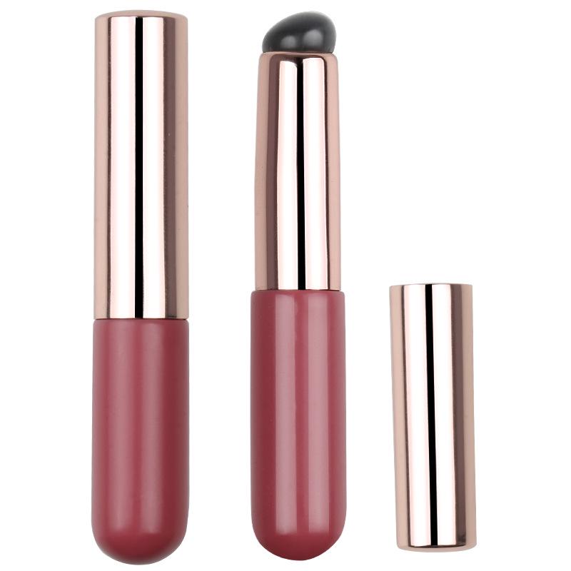 Transparent Silicone Lip Brush with Lid - Portable Lipstick Smudge and Balm Tool