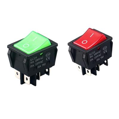 30A 250VAC Marine Boats Rocker Switches 6 Pin 2 Position Rocker Toggle Switches LED Light Rocker Switches for Car Boats