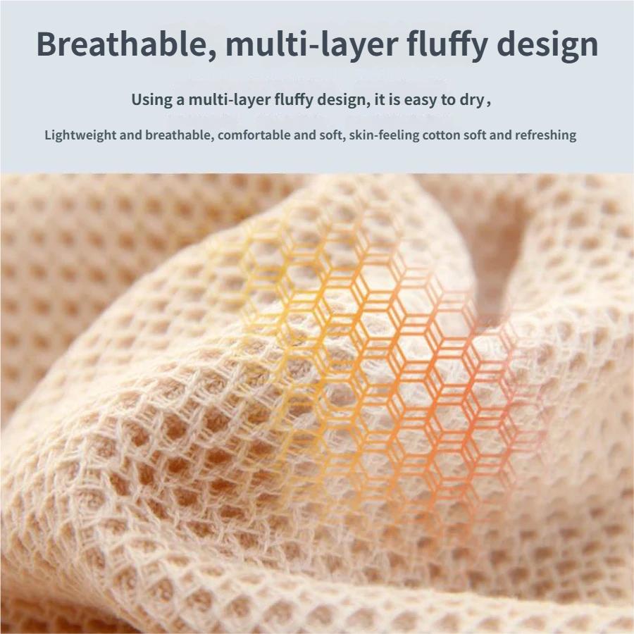 Set of 4 100% pure cotton waffle weave towels, size 74x34 cm, soft, absorbent, and quick-drying, suitable for the bathroom.