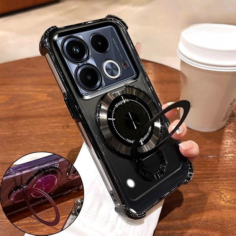 

Противоударный чехол с магнитным держателем с гальваническим покрытием для INFINIX Note 40 50 50X 50S 30 Pro Plus, силиконовая накладка Infinix Note 40 Pro 4G чёрный